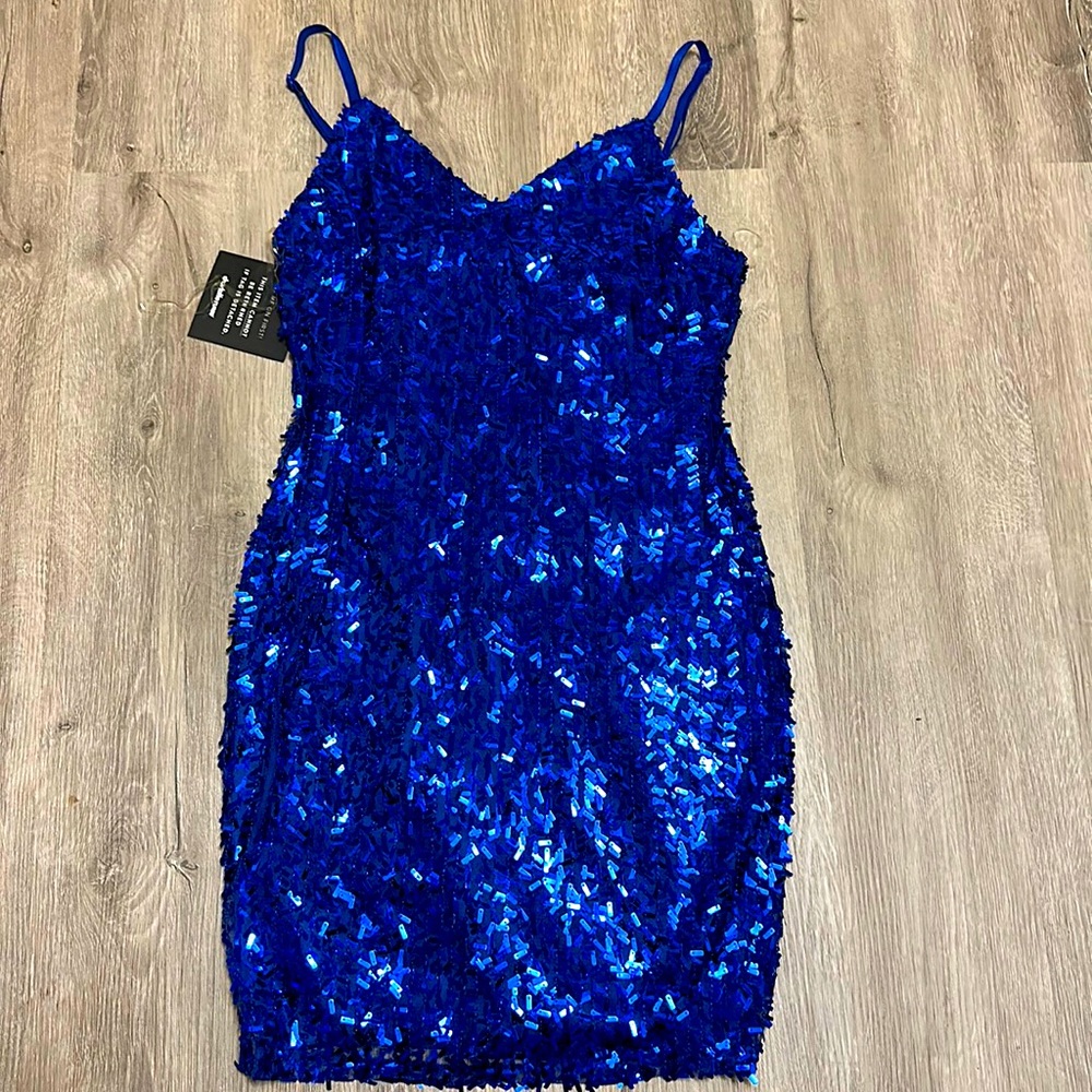 Sz large blue sequin Charlotte Russe holiday dress